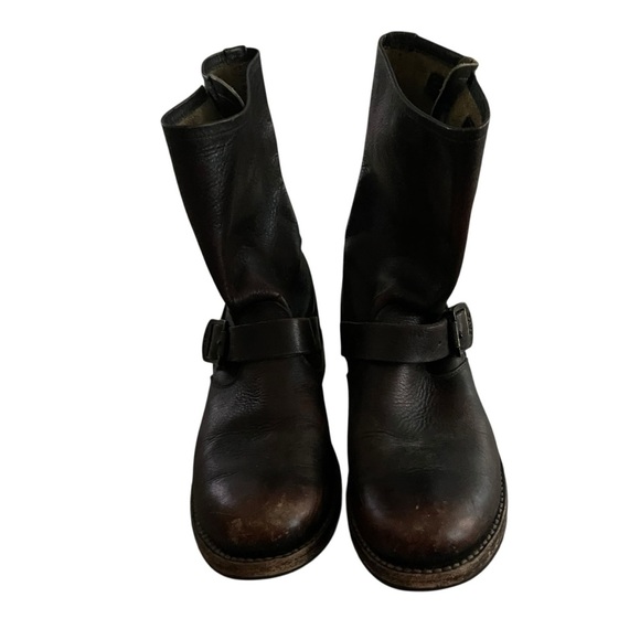 Frye Veronica Slouch Boots Boho Grunge Moto Buckle Leather Women Size 8 - Picture 8 of 9